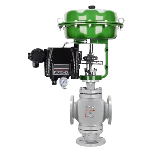 DKV 3 way Pneumatic Globe Valve Flanged Carbon Steel Control Valve WCB ...
