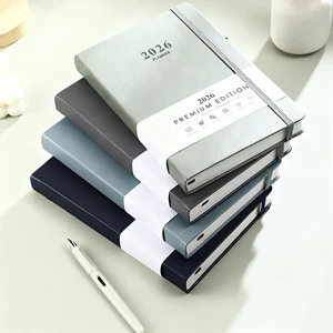 Stationery Supply Customization 2026 Agenda Calendar Book Promotion Business PU Leather Hardcover A5 Daily Edition Notebook