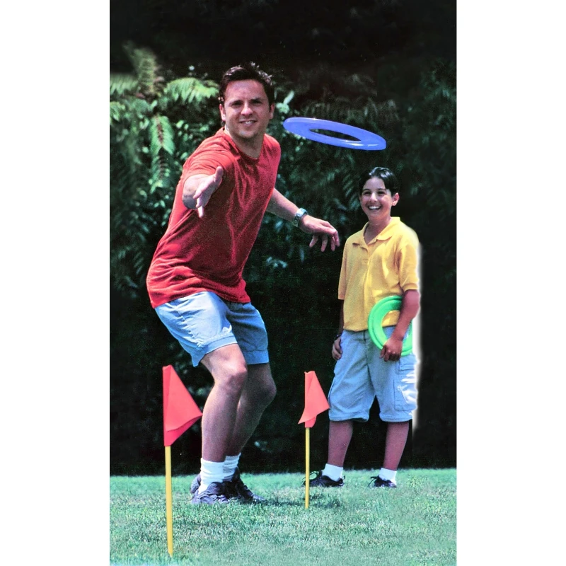 Garden Disc Game Set Plastic Target Disc And Flags For Flying Disc