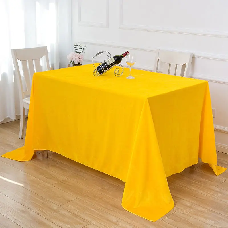 Новый дизайн модная фланелевая длинная скатерть из льна прямоугольная светло-желтая Свадебная бархатная