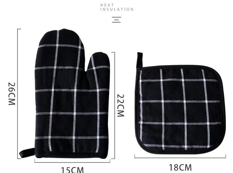 Kitchen Scandinavian Style Thick Microwave Gloves Insulation Anti-scalding Placemat Pot Holder Cotton Oven Mitt