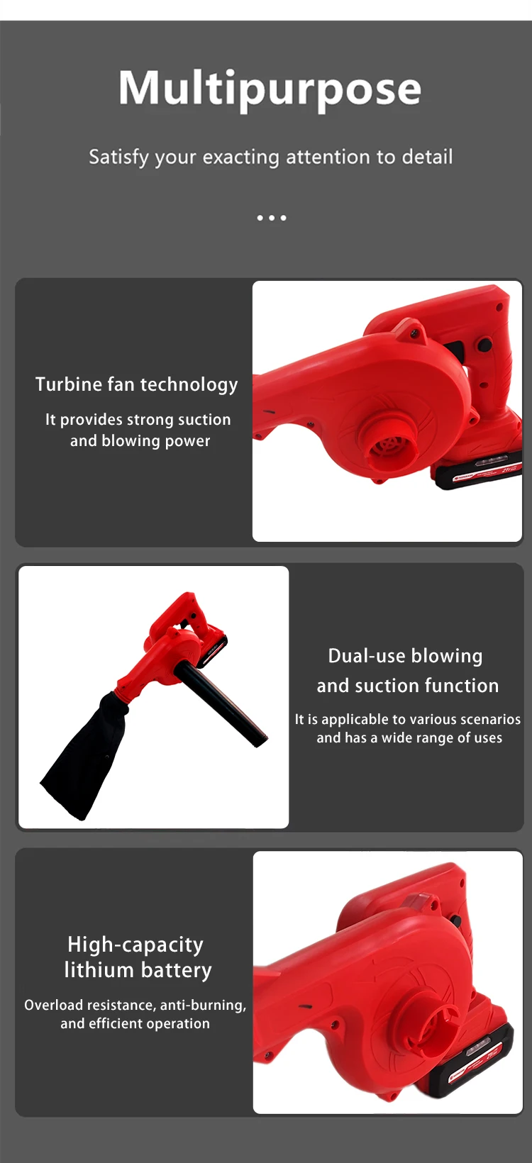 Leaf Blower, 600W, 21V, Cordless, Portable - detail 22