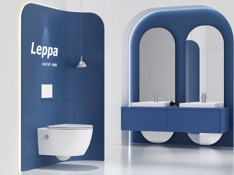 Rimless Sanitary Ware Wall Hung Bowl Hidden Water Tank Wc Cold And Hot Water Wall Hung Round