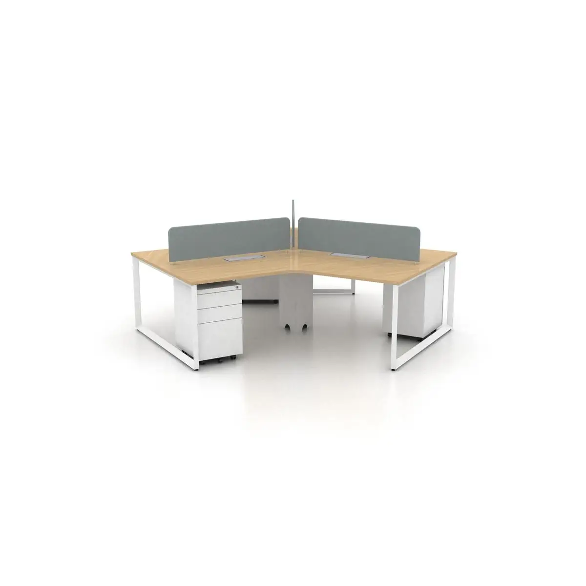 V Shape Modern Desk Office White Set Workstation Corner Cubicle