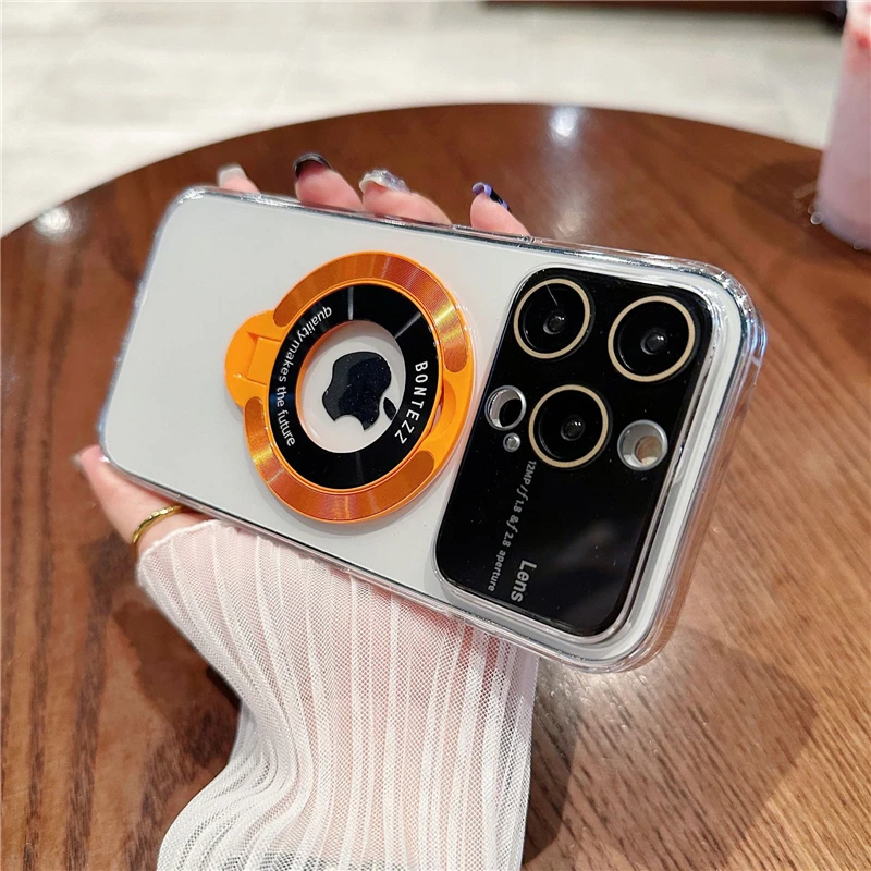 Auto Focus case with Big View Camera Lens Magnetic for iphone 15 Pro and Pro Max Metal case
