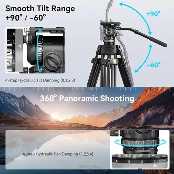 For SmallRig Professional PH8 Video Fluid Head 6-Step Counterbalance 4-Step Pan/Tilt Hydraulic Damping Detachable QR Plate detail image