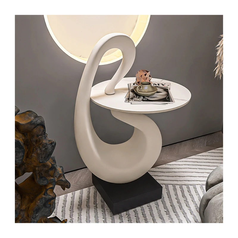 Modern Italian Marble Rock Table With Light Luxury Creative Round Shape for Living Room Sofa 1-Year Warranty