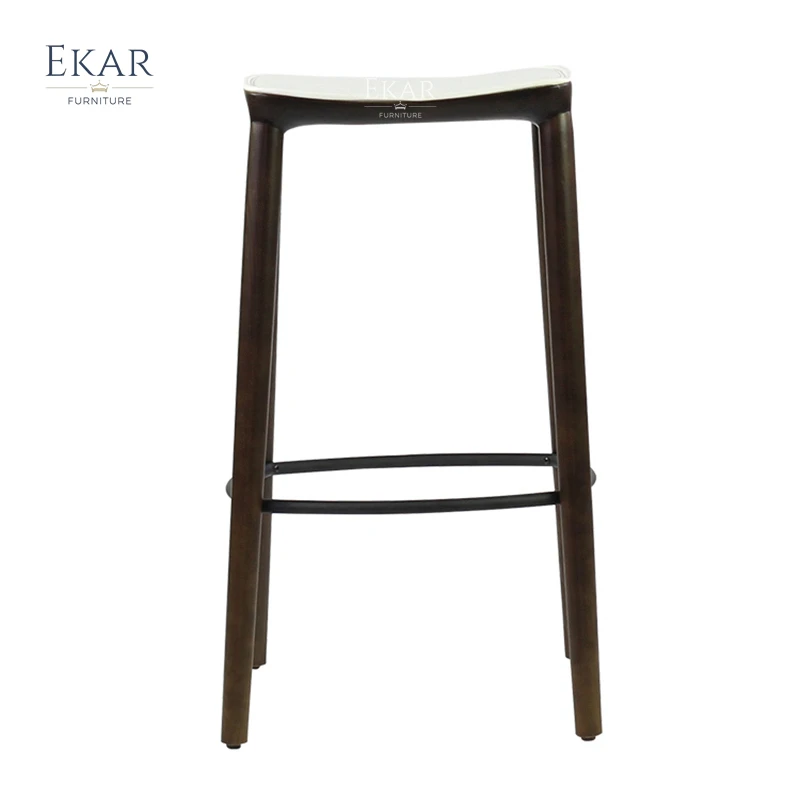 Simple Design Faux Leather Wooden Bar Counter Chair Bar Stool details