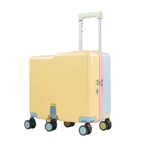 custom logo Children's Ride-On  Suitcase with Seat 18-inch Travel Trolley Bag Featuring Universal Wheels and Combination Lock