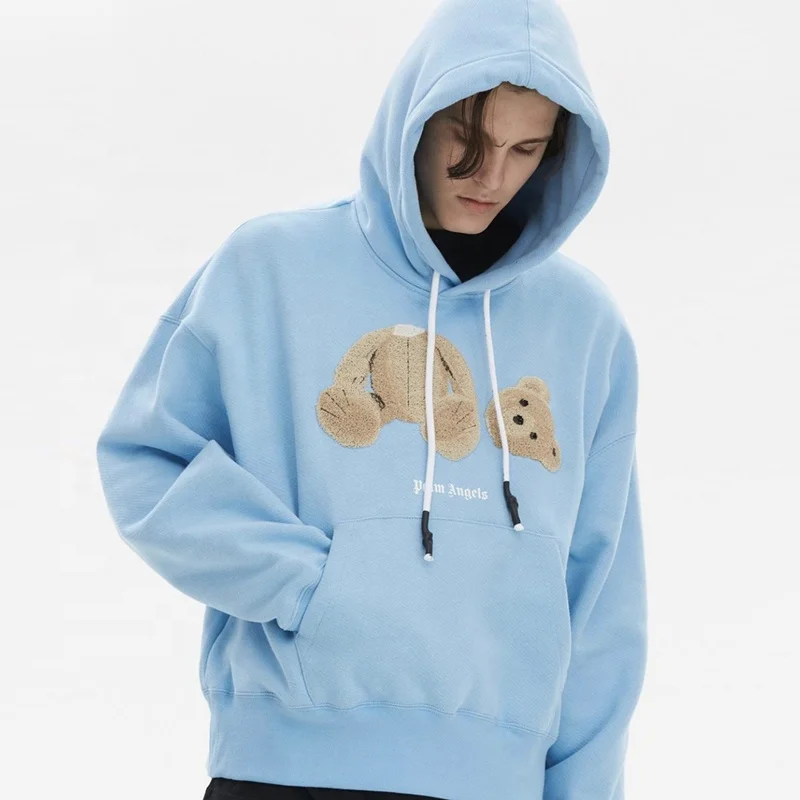 palm angels blue bear moletom com capuz