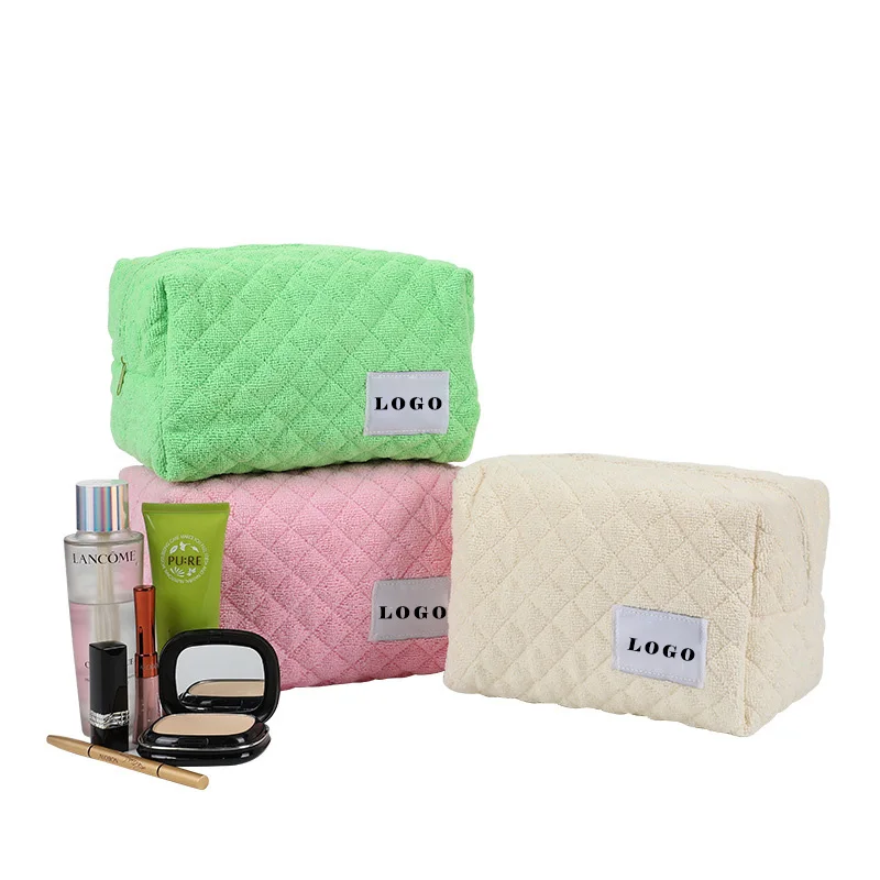 Makeup Bag Terrycloth Towelling Quilted Cosmetics Bag -  Finland