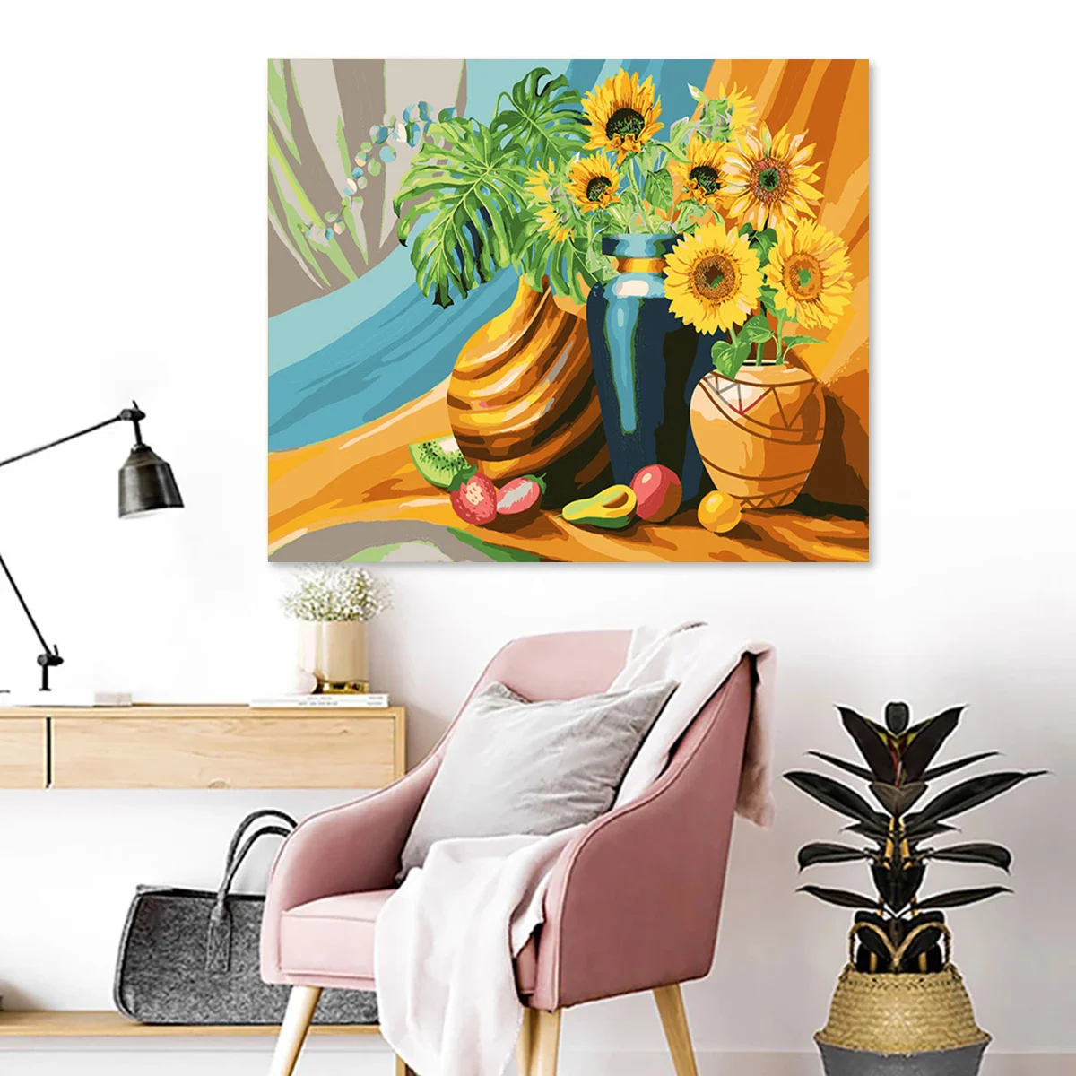 Painting by Number for Adult Kits Sunflower Drawing by Numbers on Canvas Picture for Home Decoration 40x50cm/16x20inch