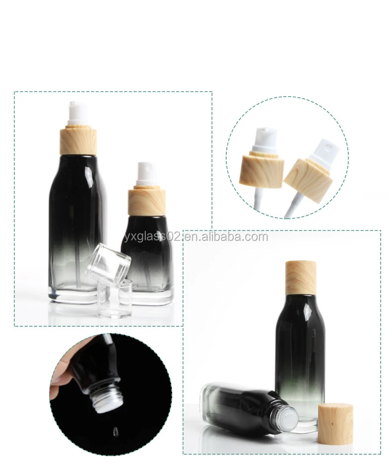 Pump gradient gray 50g30ml100ml120ml  lotion toner cream serum set cosmetic skincare packaging supplier