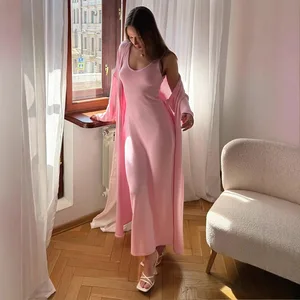 Cross-Border Casual Daily Wear Knitted Long-Sleeve Cardigan + Camisole Skirt Set Solid Women's Autumn Soft Anti-pilling Cover-Up