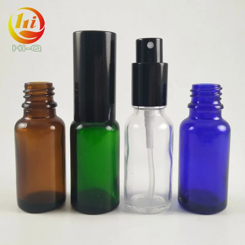 Spray 20 # 24 # 20mm Neck Sprayer 30ml 60ml Amber Blue Green Clear Glass Bottle