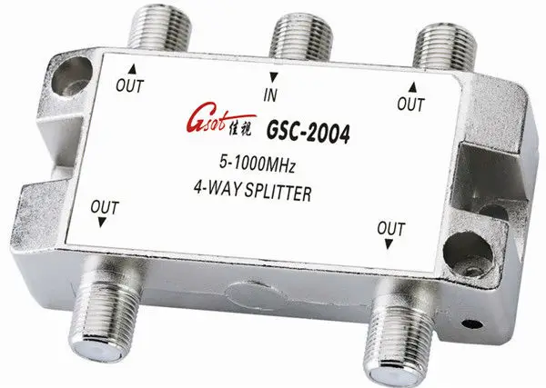 High Speed Internet GE Digital 4-Way Coaxial Cable Splitter 5-2500 MHz RG6 Compatible Works with HD TV Satellite