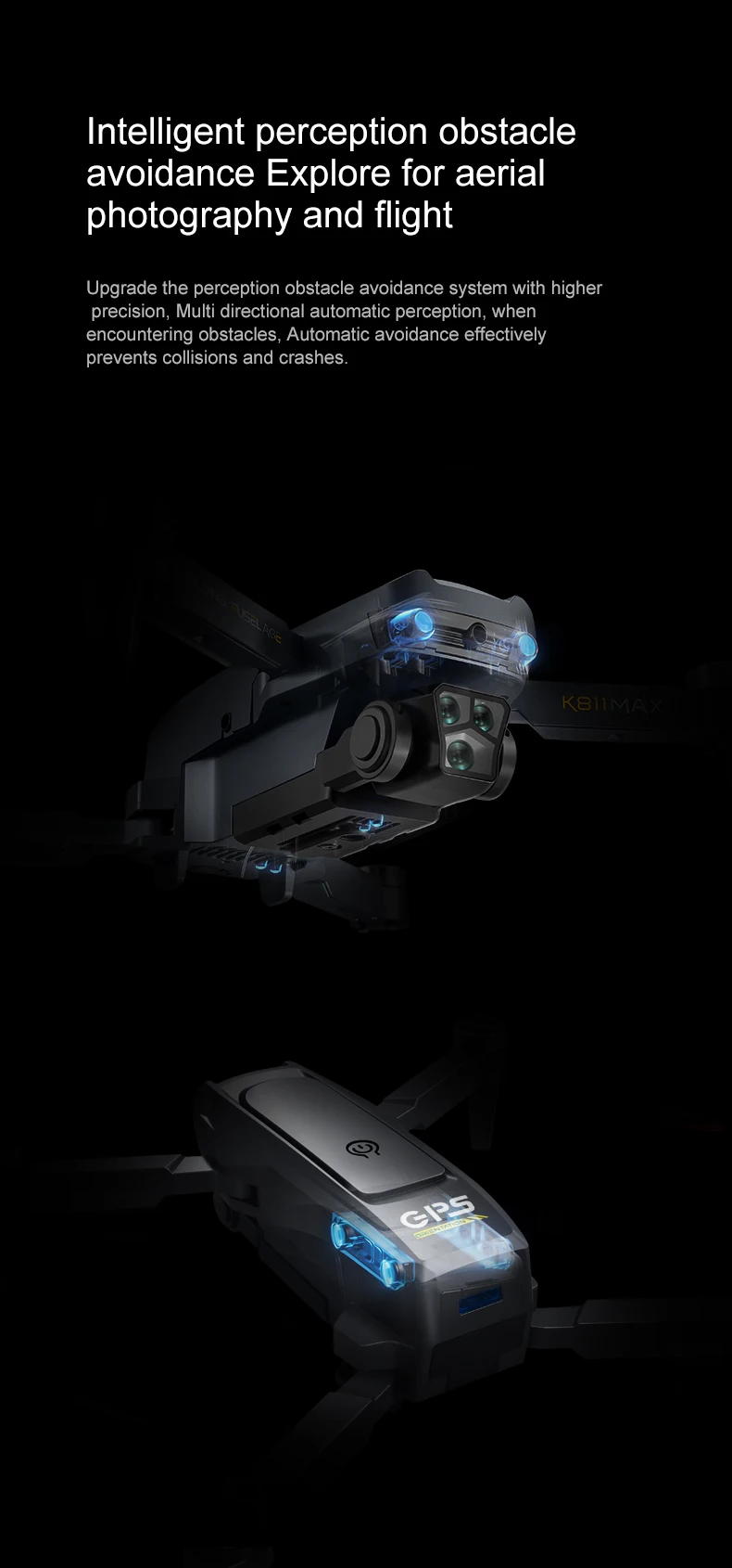 K811 Max Brushless Mini Drone Professional 4K HD Dual Camera 5G WIFI GPS Return Obstacle Avoidance Dron Remote Control Toys Gift