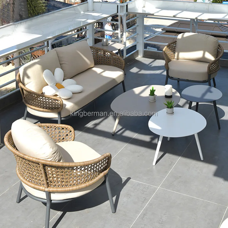 Modern Outdoor PE Rattan Furniture with Aluminum Frame Garden Sofa Set ...