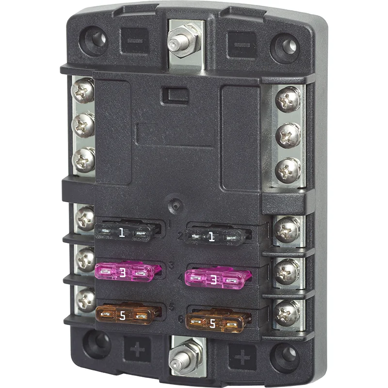 6 Circuits Blade Fuse Box with Negative Bus Cover ST Blade 6 Way Fuse Block Fuses for Cars