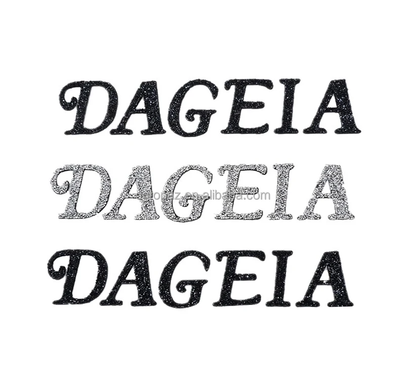 Free sample New arrival silicone logo heat transfer custom rhinestone greek letter patches for bags