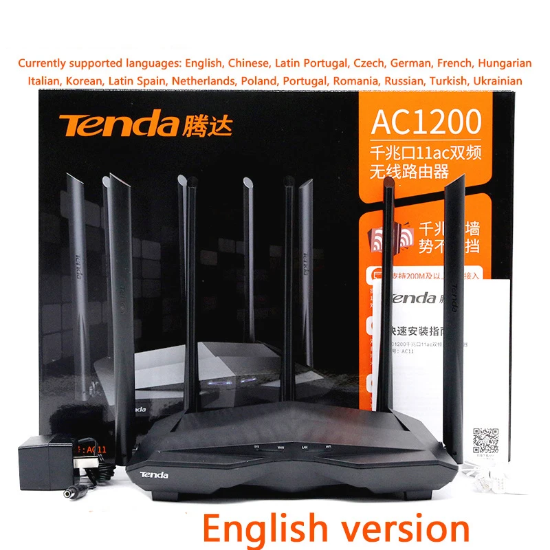 English Firmware Tenda AC11 Fast Speed 1200M Dual Bands Gigabit Network Router 5 Antennas Wireless Routers Wifi