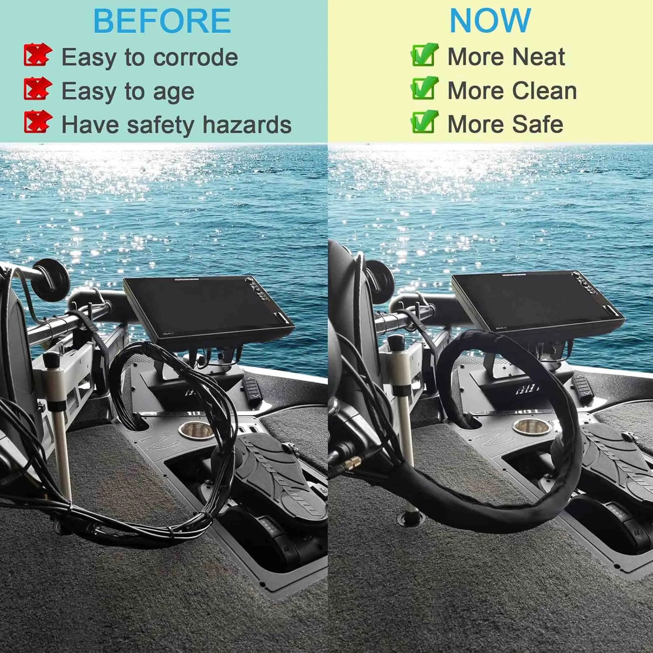 60" Trolling Motor Cable Sleeve Neoprene Trolling Motor Cable Organizer