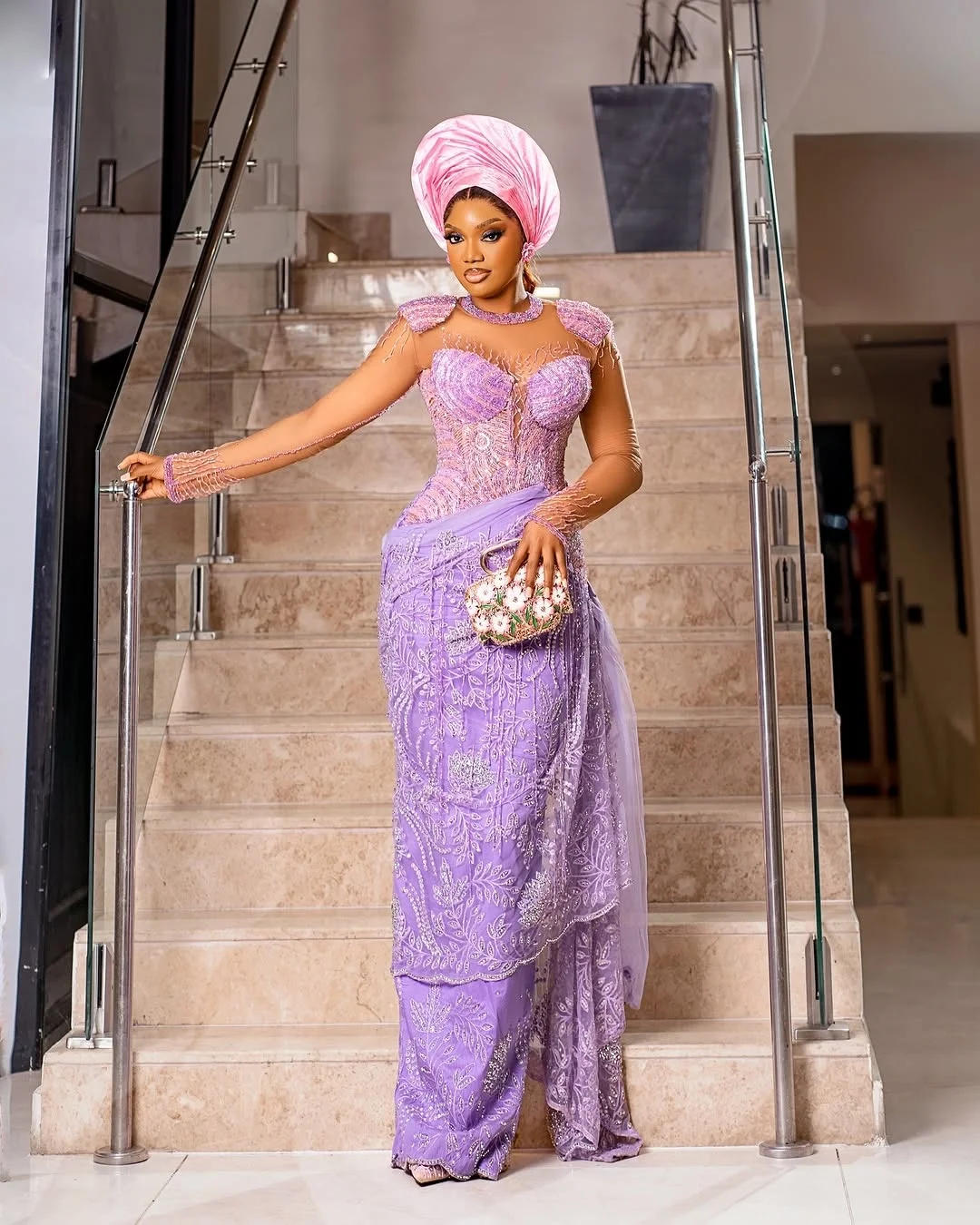 Traditional Marriage Latest Aso Ebi Styles For Ladies Lace Gown