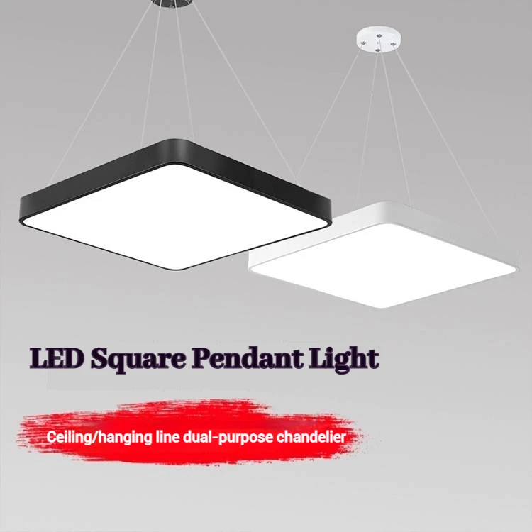 Modern svart-vita LED-panel taklampor rektangulära kontors- och vardagsrumsbelysning hängelyktor för hemmets belysning