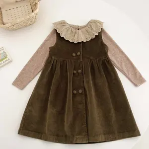 Casual Winter Snow Girl Dress Designs Two Piece Set of Vest and Dress Online Shipping Clothing With Warm for Kids