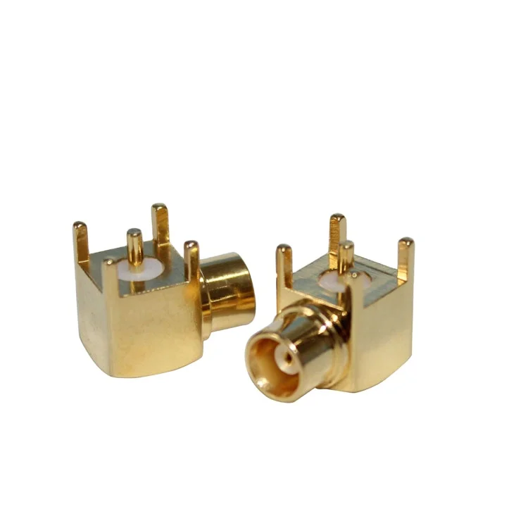 All Copper MCX-KWE Connector 90 Degree Gold-plated Female MCX PCB Mount Coaxial Connector for Wholesale factory