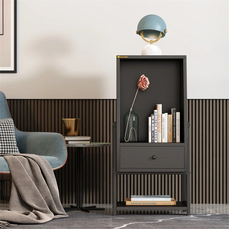 YQ FOREVER Wooden Storage Cabinet Bedside Table Storage Cube Dresser Bookcase Shelf Bedroom Living Room Furniture
