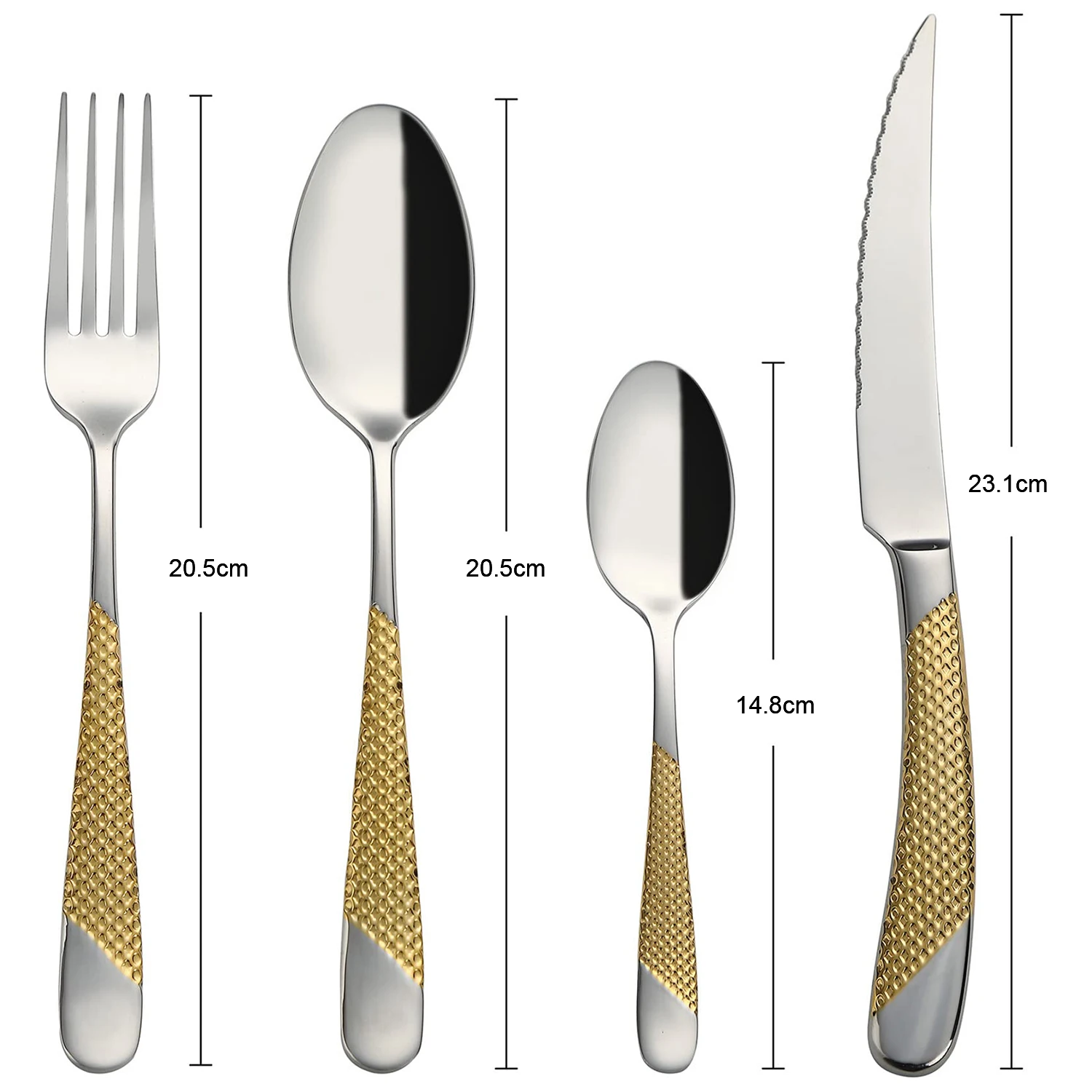Best Selling Long And Silver Luxury Gold Cutlery Flatware Set Spoons