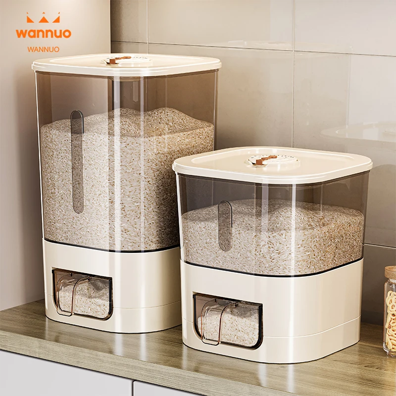 Wannuo 11.5kg Kitchen Rice Dispenser Modern Rice Storage Container Kitchen Automatic Cereal Dispenser Kitchen Rice Box With Cup