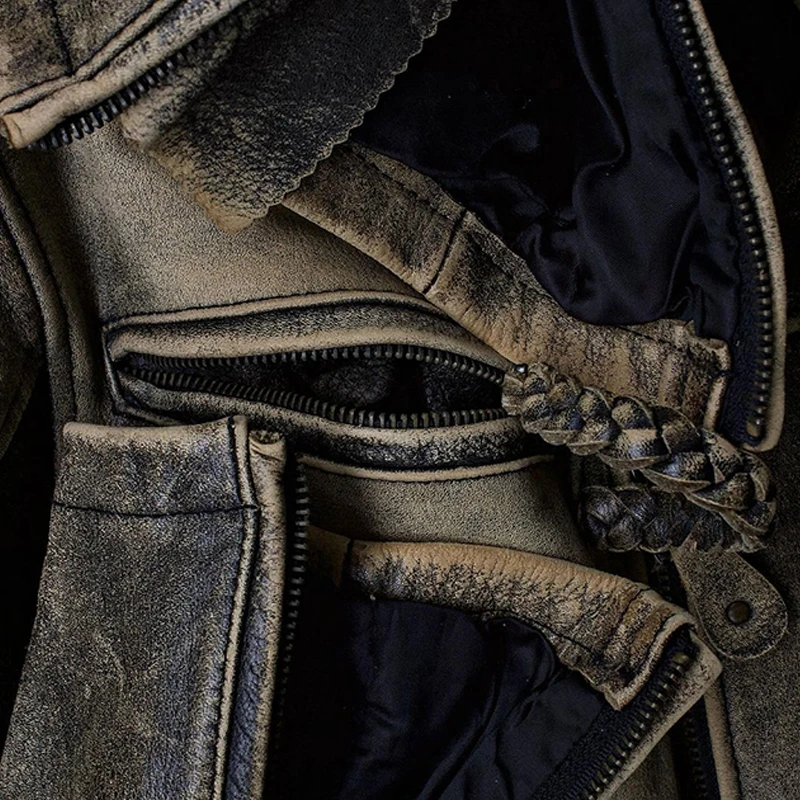 DIZNEW OEM Men's Leather Jacket High Quality Vintage Made Old Blank Pu Leather Jacket American Style Oversized Fashion Jacket