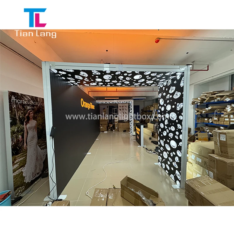 Aluminium Profile Trade Show Exhibition Booth Display 10x10 para sa Exhibit light box stand fabric lightbox