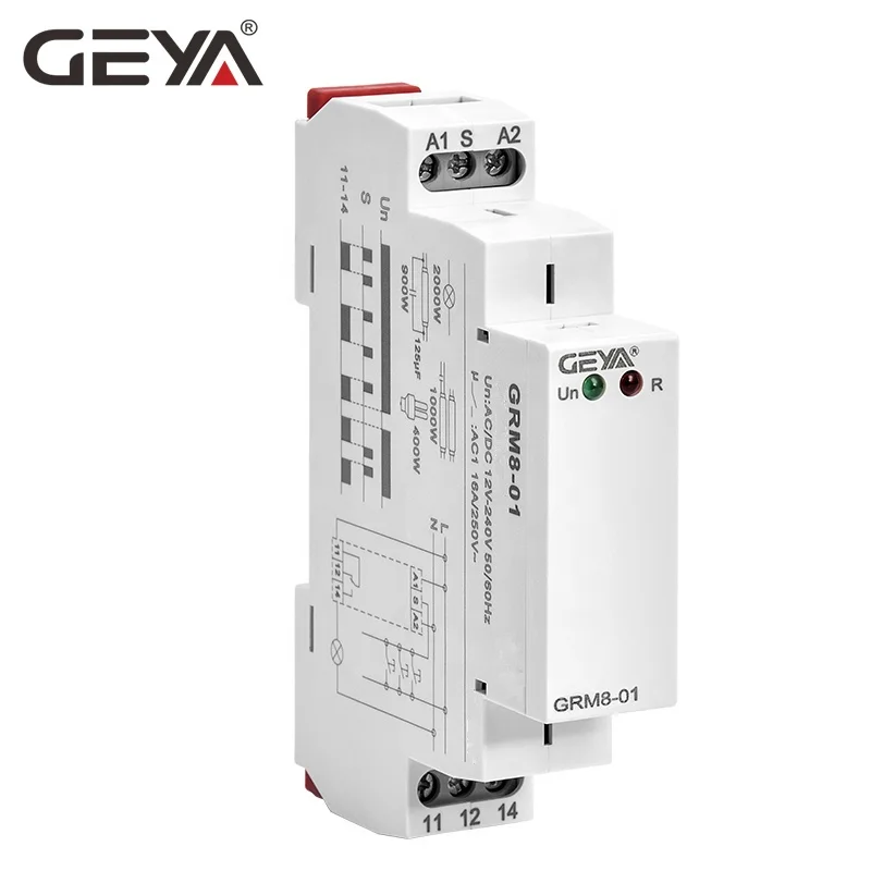 GEYA GRM8 Din Rail Modular Electronic Step Relay 12V Single Pulse Latching Relay