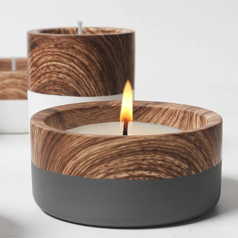 Matte Concrete Candle Vessel Round Soy Cement Marble Candle Jars For