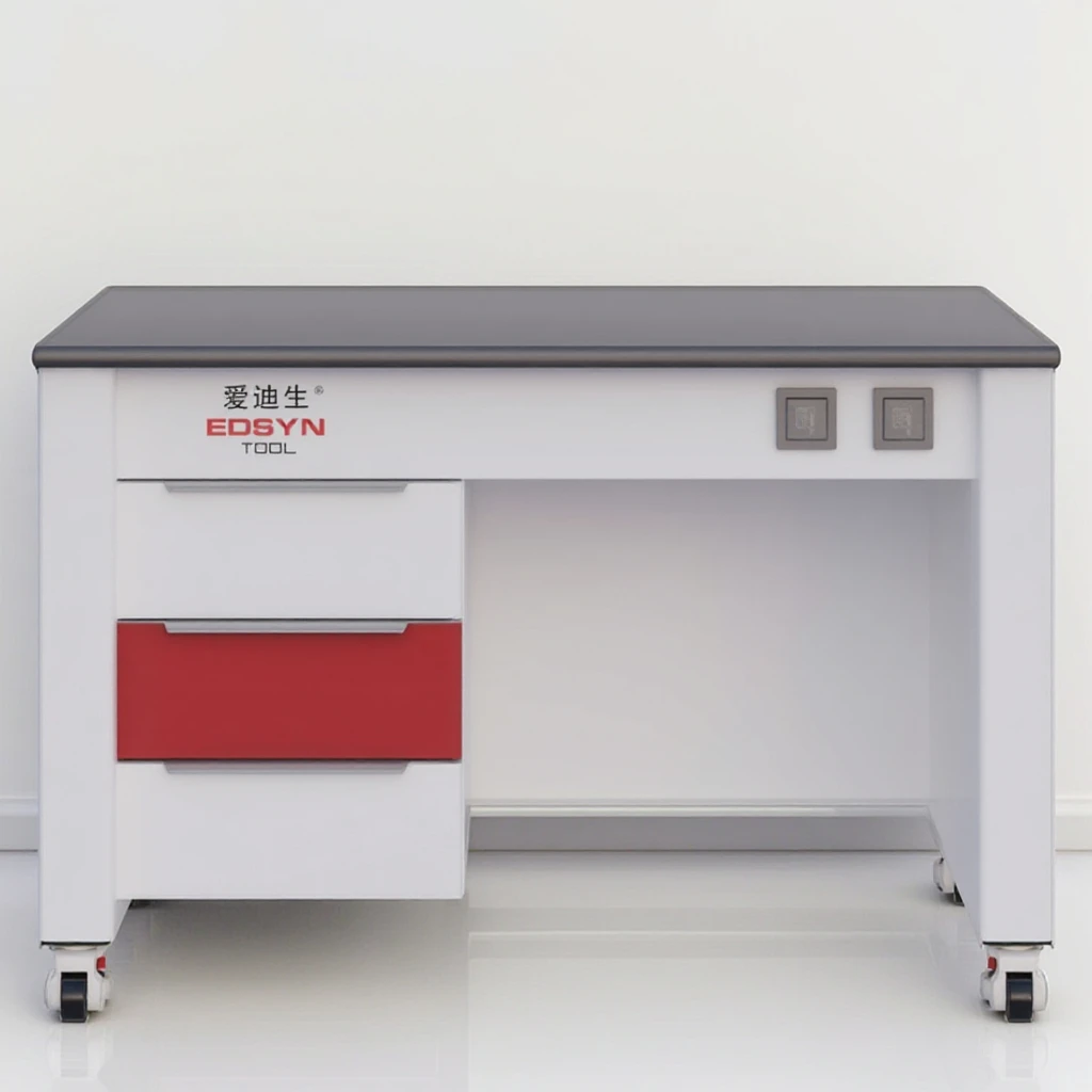 Basic Laboratory Bench Modern Industrial Design Ceramic Tabletop Epoxy Resin Coated Durable Workbench with Metal Panel