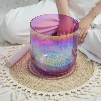 EAST  Purple Starry Sky Color Crystal Singing Bowl, Colorful Transparent Singing Bowl