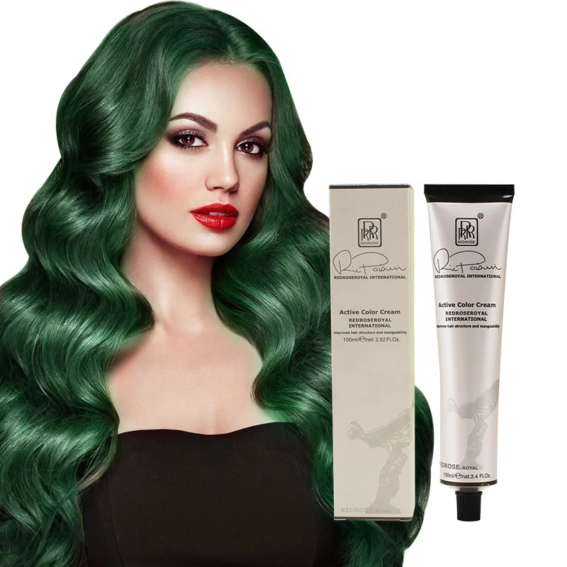 Fábrica oem amônia livre verde escuro tintura de cabelo creme 100% cobertura cinza para salão profissional tingimento de coloração permanente