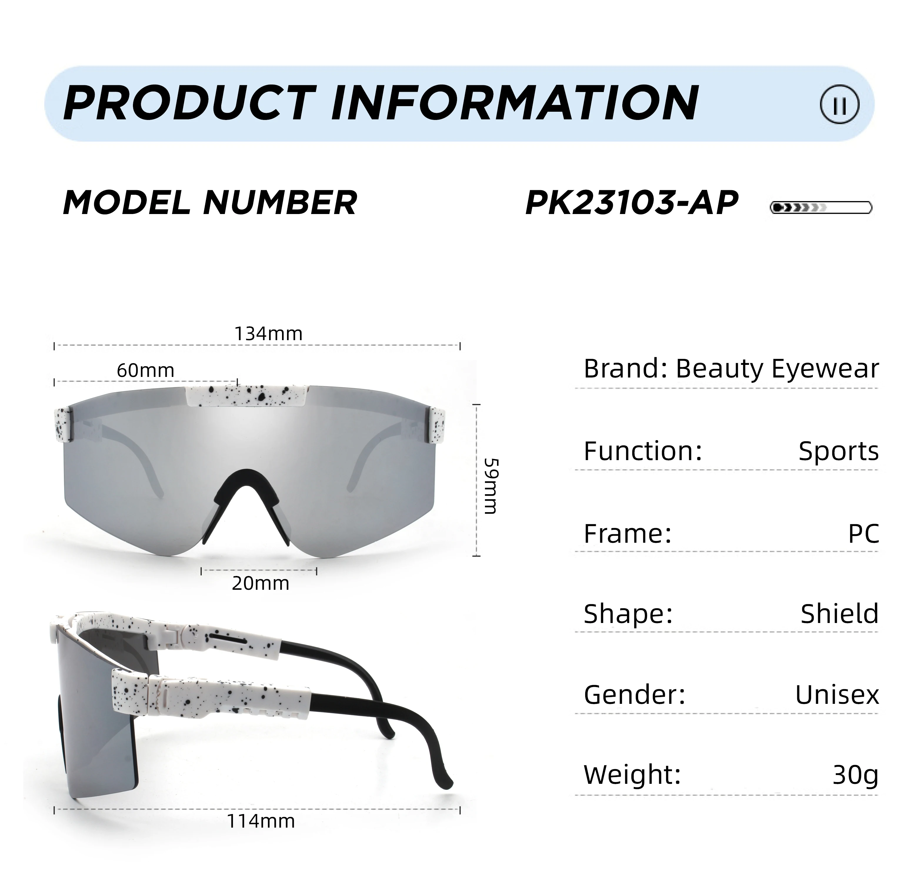 Beauty Eyewear 2024 One Piece Lens Outdoor Shade Kids Cycling Sports