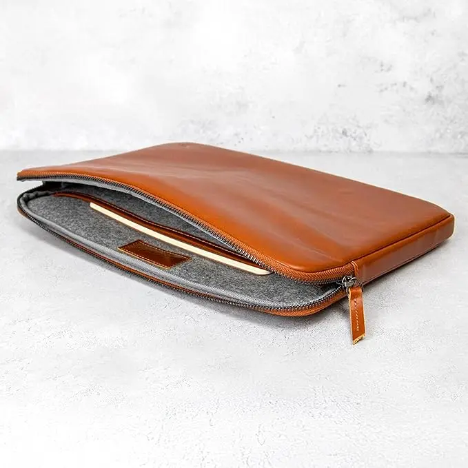 product top pu leather laptop sleeve bag for office men students waterproof antishock portable tablet sleeve bag-33