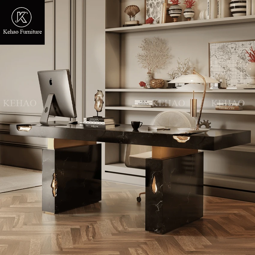 Mobili da ufficio di lusso contemporaneo in marmo nero naturale