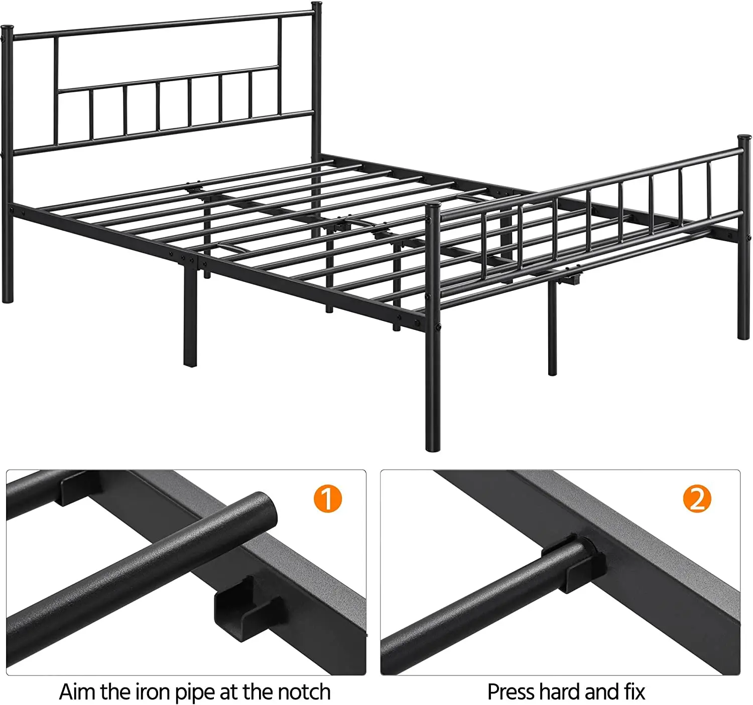 Queen Bed Frame 16 Inch Metal Platform Bed Frames No Box Spring Needed ...