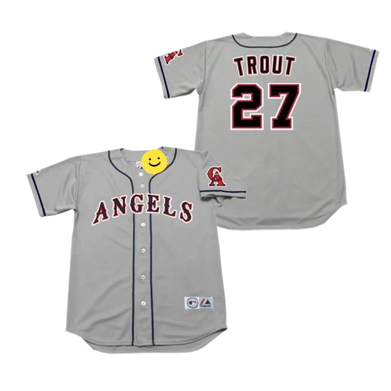 Wholesale Men's California 24 Chili Davis 25 Don Baylor Jim Edmonds 27 Mike Trout  Throwback Baseball Jersey Stitched S-5xl From m.