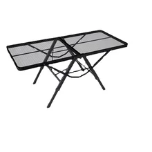 Grill Table Folding Camping Table Card Table Adjustable Height & Width Mesh Bag Side-Pocket Lightweight Carry Handle for Outdoor