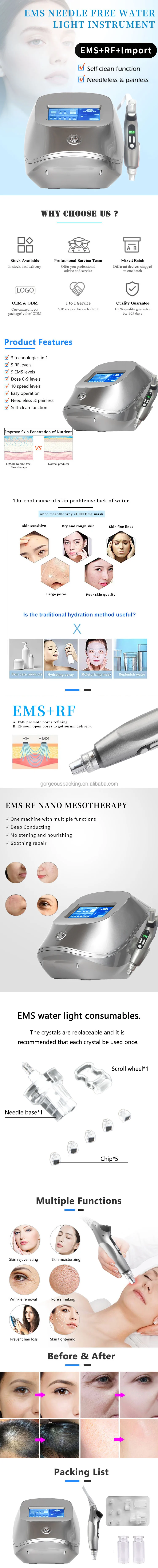 CE Non-Invasive RF Mesotherapy Microneedling Device Home Use Beauty Equipment for Whitening Brightening and Wrinkle Reduction