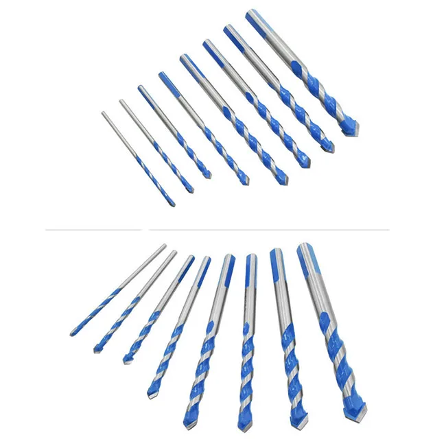 10 Piece Masonry Drill Bit Set - Carbide Tip, 1/4 Inch Hex Shank, For Tile, Brick, Concrete, Wood