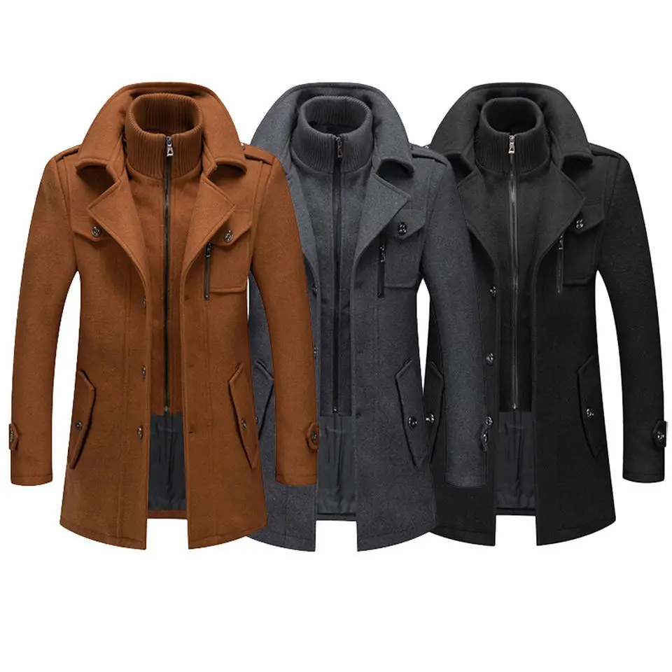 Autumn And Winter New Custom Men's Double Collar Woolen Warm Plus Size Long Coat Windproof Jacket For Men_voghion.com