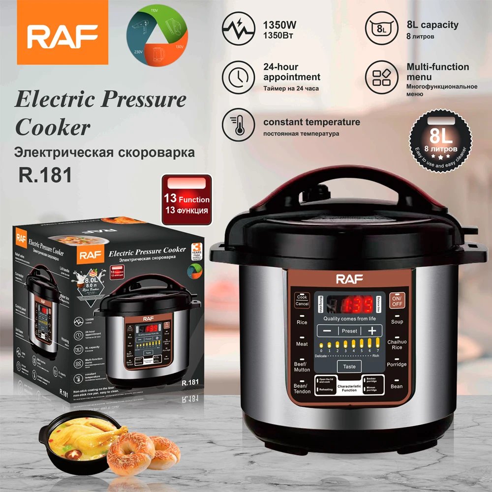 RAF Multi Programmable Digital Pressure Rice Cooker Stainless Steel 8L  Aluminum Pot Electric Pressure Cookers